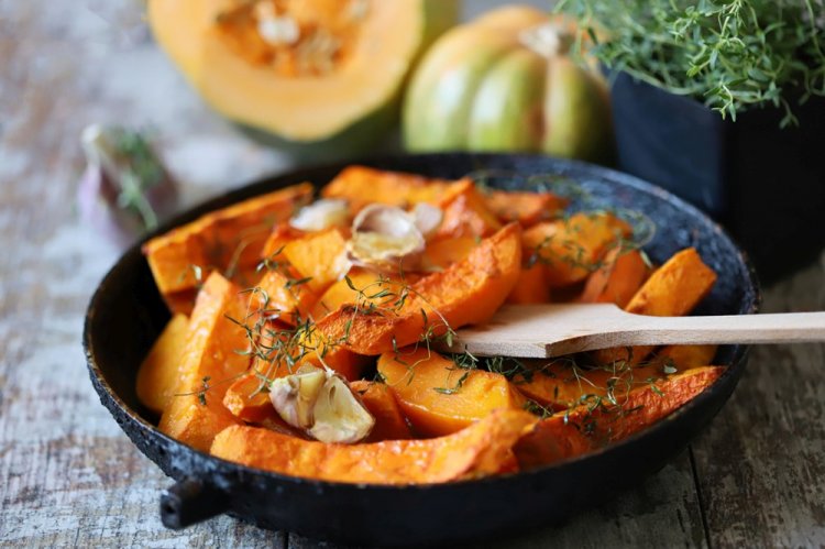 Calabaza asada con ajo y tomillo