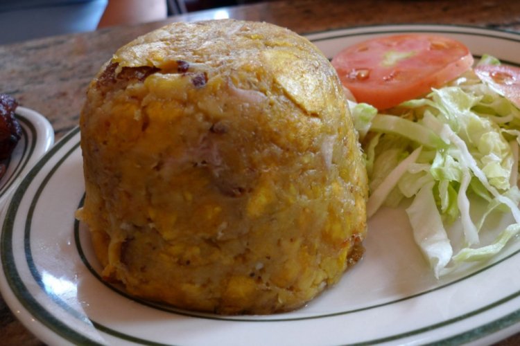 Mofongo with Fried Bananas and Bacon