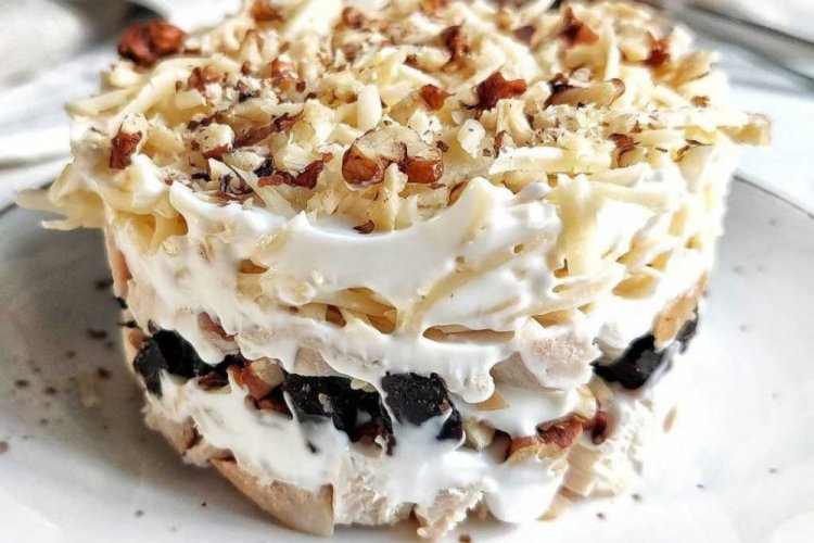 Layered Chicken Breast, Prune, and Mozzarella Salad