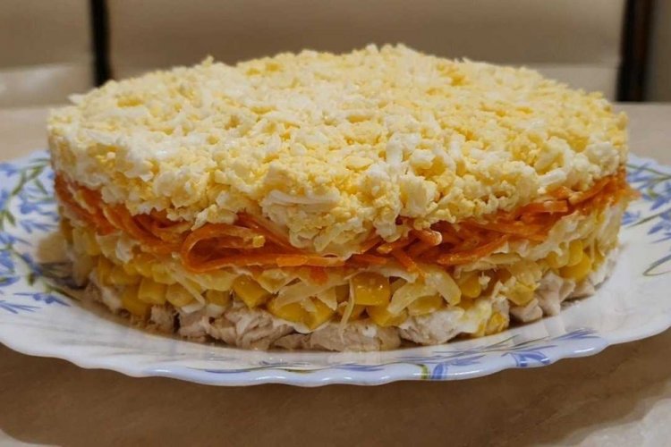 Layered Chicken Breast and Korean Carrot Salad