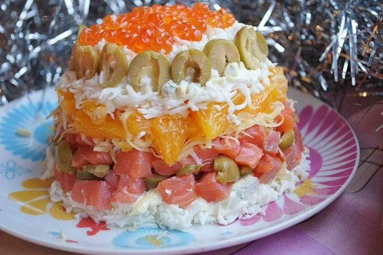 Layered Red Fish and Orange Salad