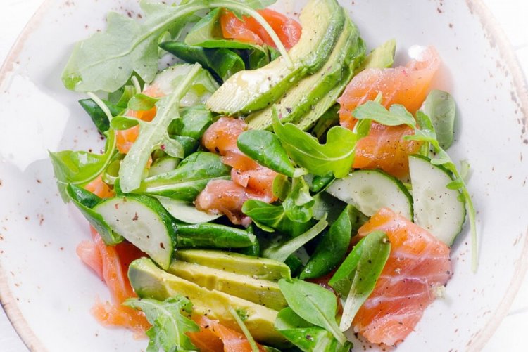 Avocado, Cucumber, and Red Fish Salad