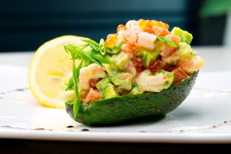 Avocado, Shrimp, and Red Fish Salad