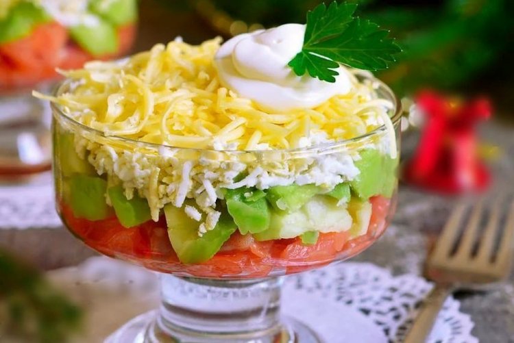 Avocado, Hard Cheese, and Red Fish Salad