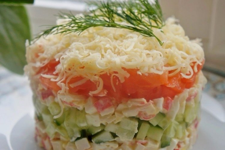Crab Stick, Avocado, and Red Fish Salad