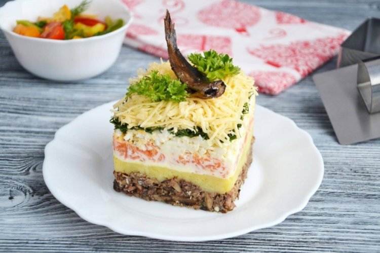 Ensalada de capas con espadines
