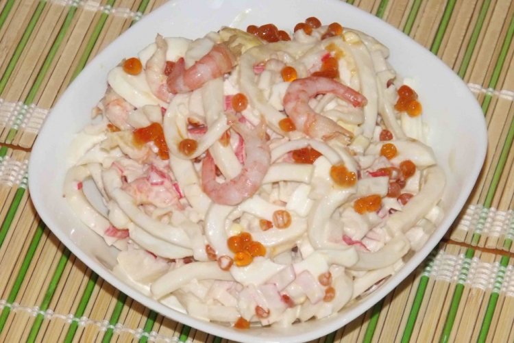 Seafood Salad with Red Caviar