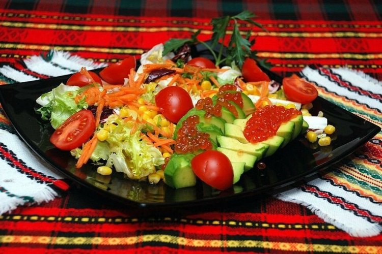 Vegetable Salad with Red Caviar