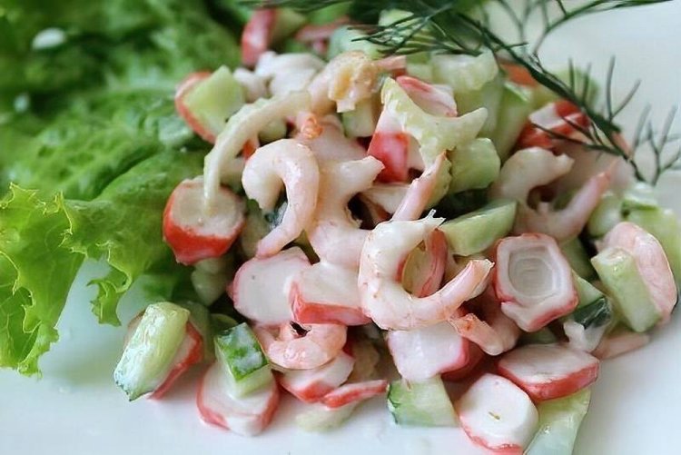 Crab Stick, Shrimp, and Celery Salad