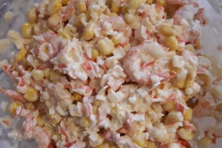 Crab Stick, Shrimp, and Corn Salad