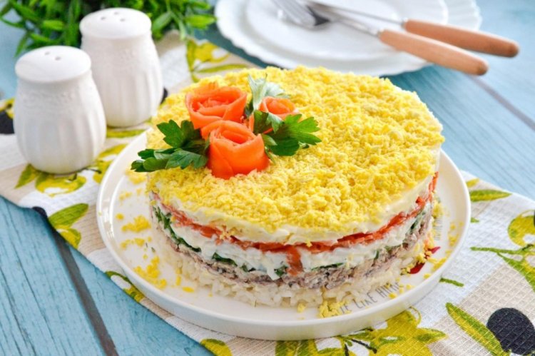 Mimosa Salad with Canned Fish
