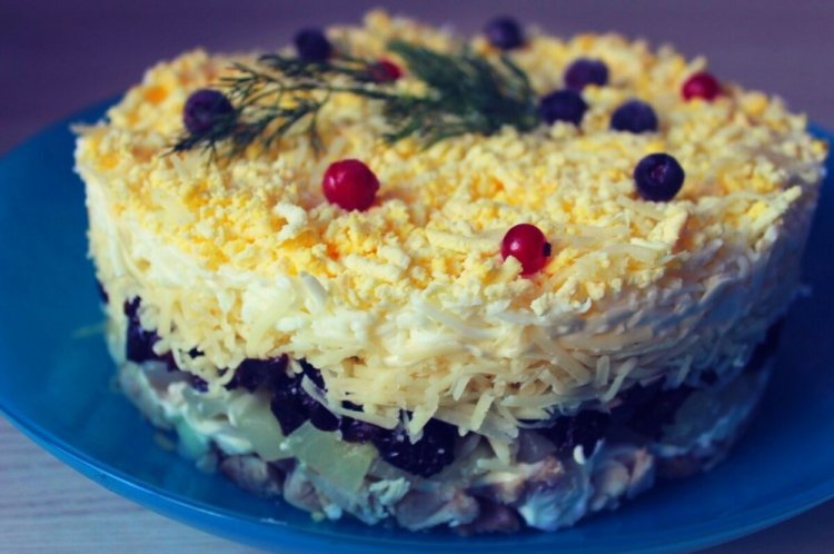 Layered Salad with Pineapple and Prunes