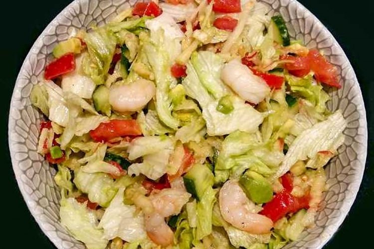 Shrimp, Canned Peas, and Napa Cabbage Salad