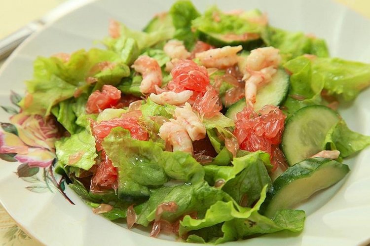 Shrimp, Napa Cabbage, and Grapefruit Salad