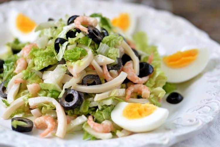 Calamari, Shrimp, and Napa Cabbage Salad