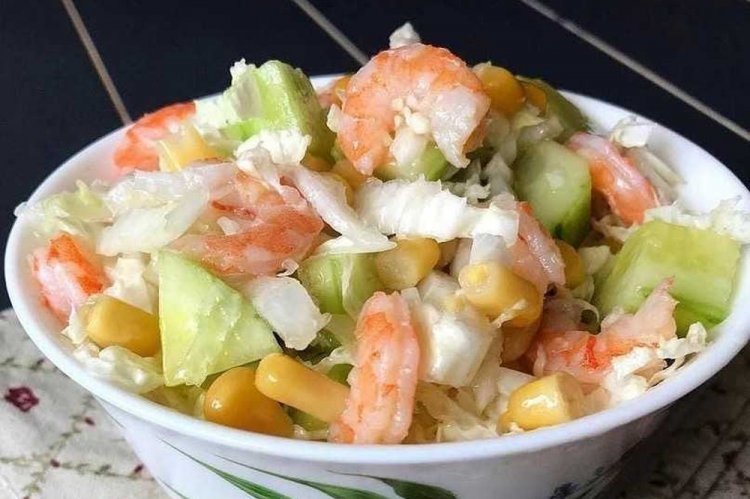 Shrimp, Corn, and Napa Cabbage Salad