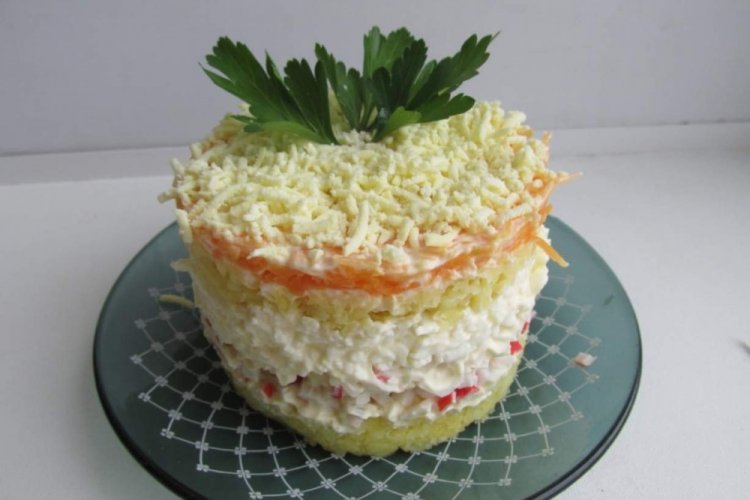 Layered Potato and Crab Stick Salad
