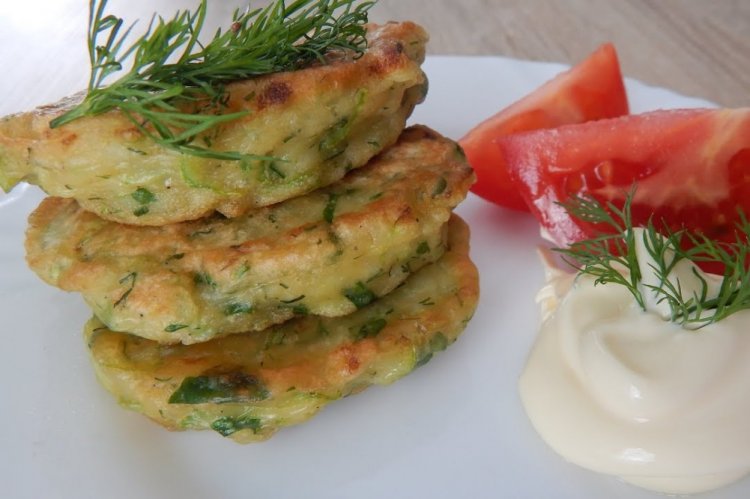Zucchini Pancakes with Sour Milk