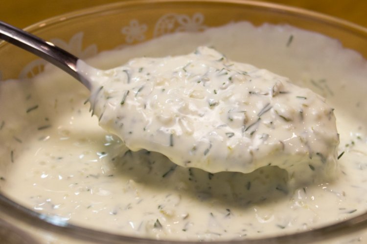 Sour Cream Gravy with Pickled Cucumbers for Mashed Potatoes