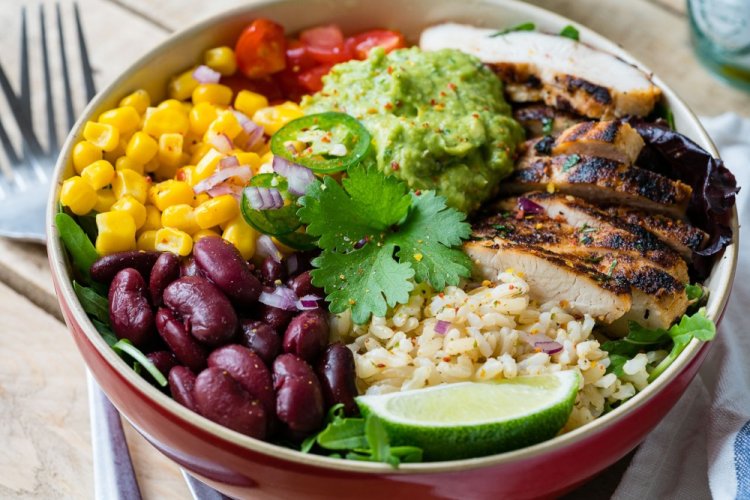 Rice, Chicken, and Bean Bowl