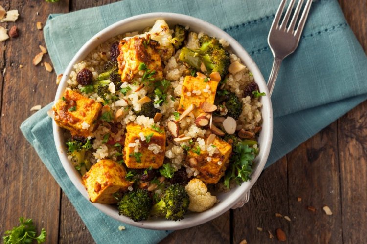 Pearl Barley, Tofu, and Chickpea Bowl