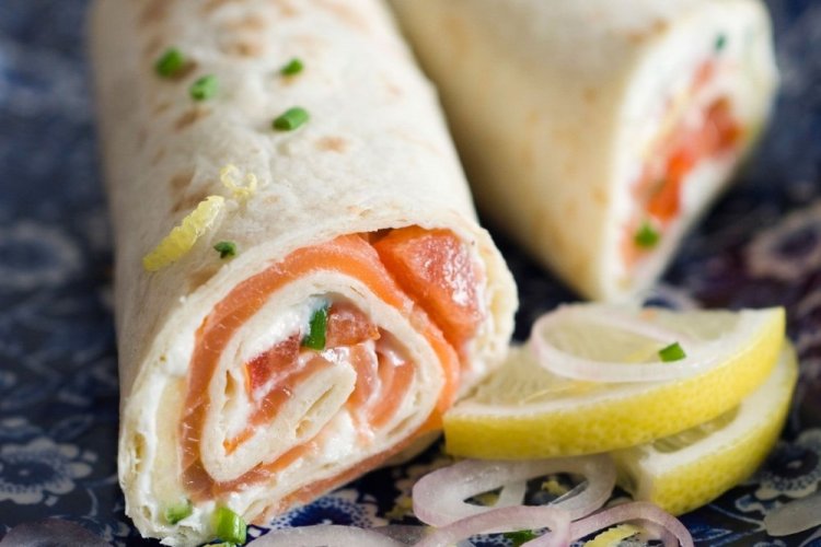 Tortilla with Red Fish, Cream Cheese, and Dill
