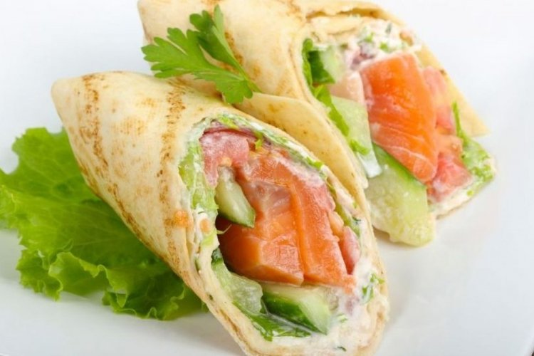 Tortilla with Red Fish and Cucumber