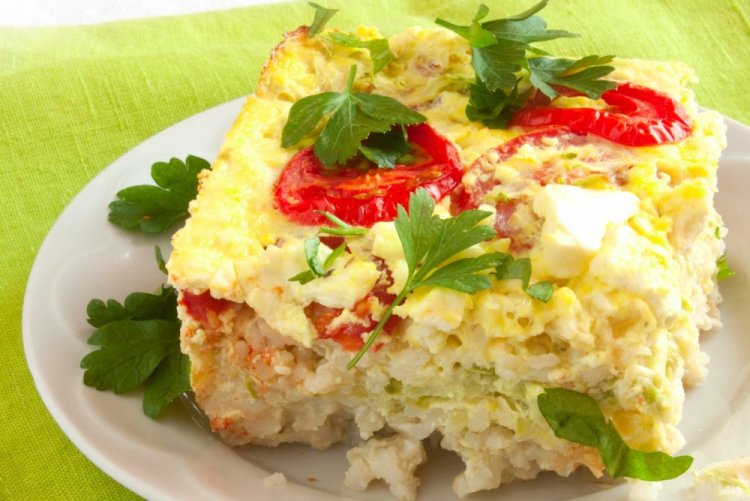 Casserole with Rice, Potatoes, and Vegetables