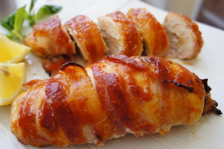 Mustard Chicken Rolls in Bacon
