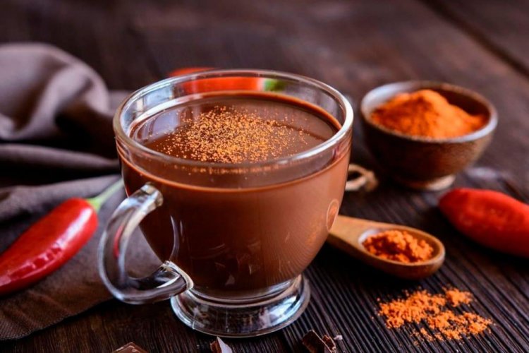 Coffee with Pepper and Dark Chocolate in a Cezve