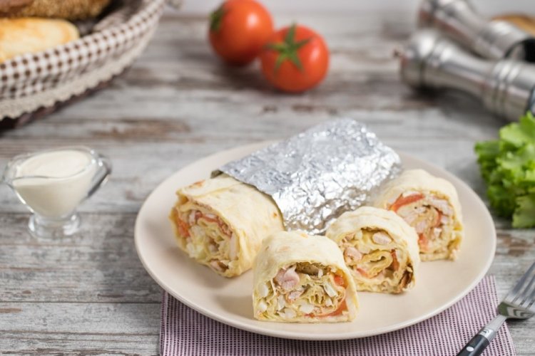 Chicken Lavash Roll with Napa Cabbage