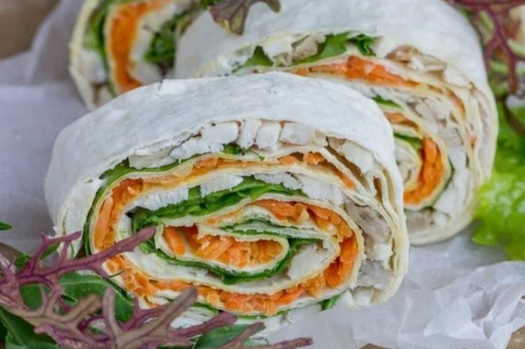 Lavash Roll with Chicken and Korean Carrots