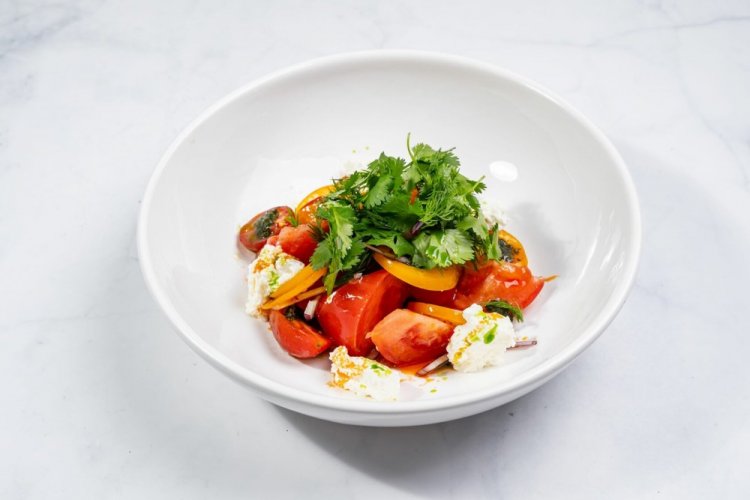 Salad with Yellow Tomatoes and Stracciatella