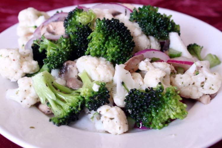 Salad with Broccoli, Cauliflower, and Onion