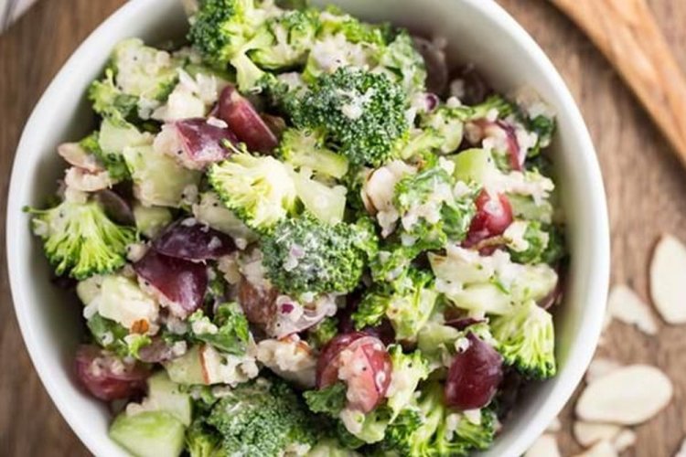 Salad with Broccoli, Cauliflower, and Grapes
