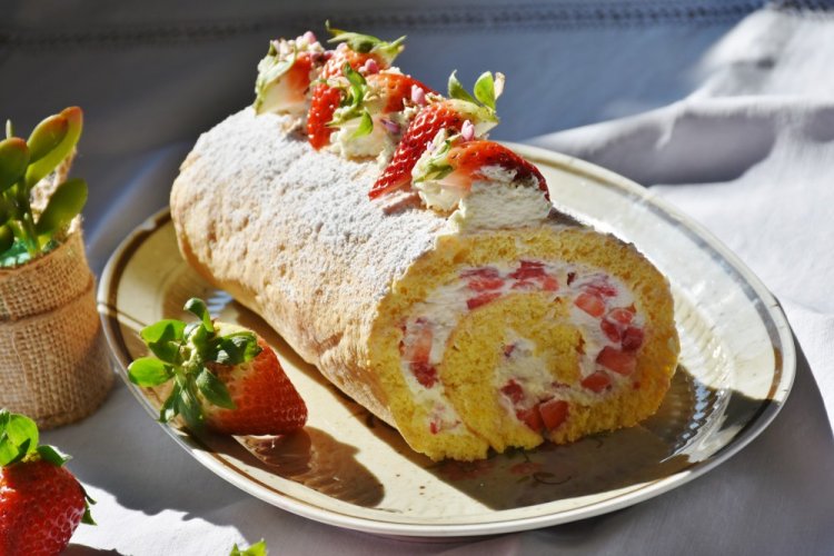 Brazo de gitano saludable con fresas