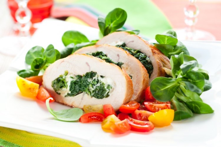 Turkey Fillet with Spinach in the Oven