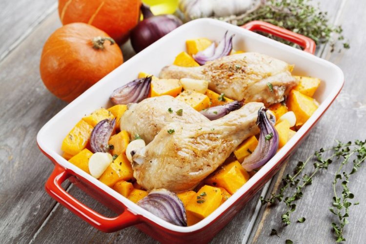 Muslos de pollo saludables con batata