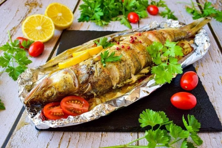 Whole Baked Pike Perch