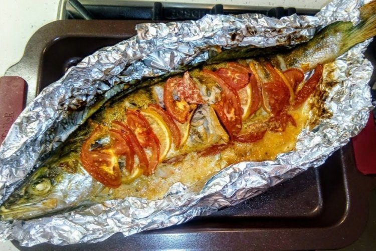 Baked Pike Perch with Mustard in Foil