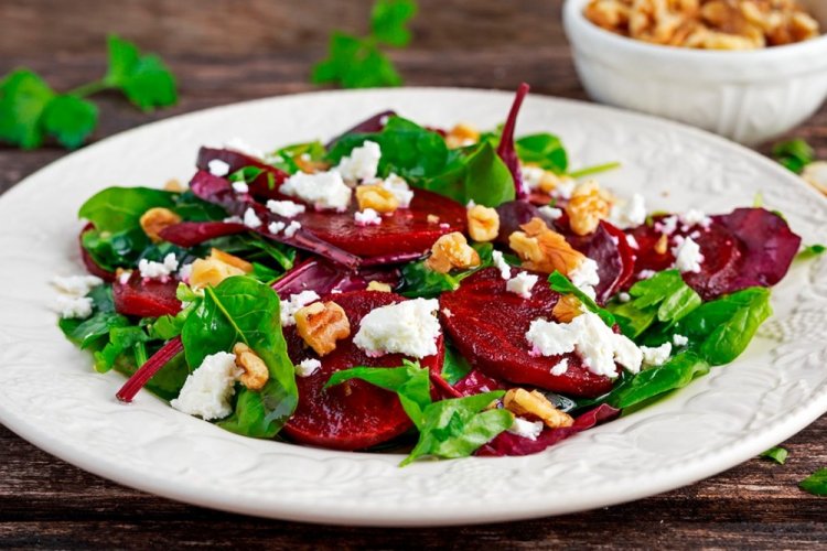 Healthy Beetroot Salad with Feta and Nuts