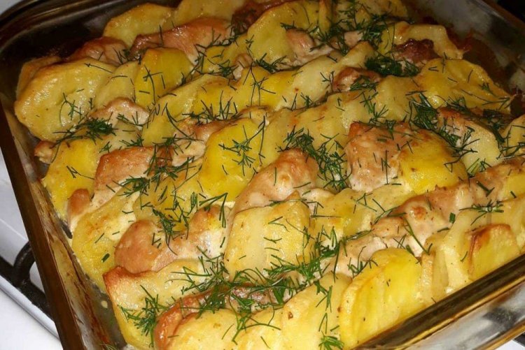 Chicken Fillet with Potatoes and Sour Cream in the Oven