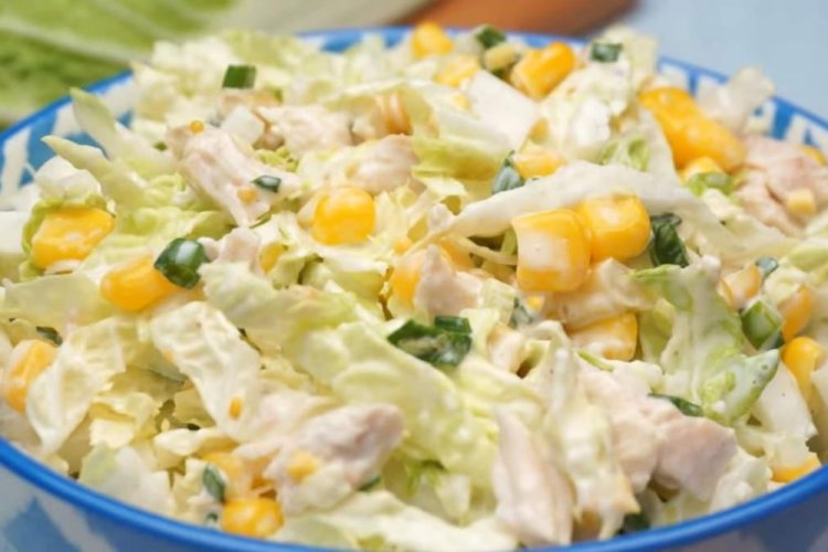 Ensalada saludable con pollo y col