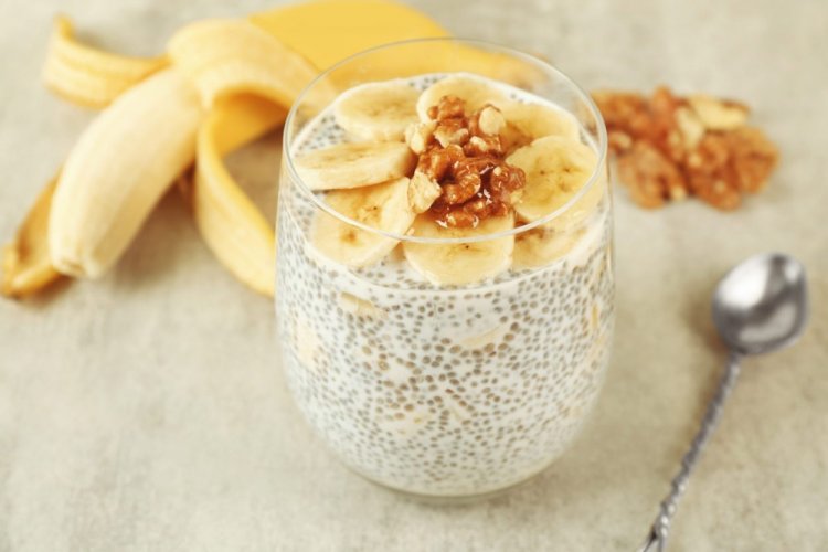 Pudín saludable de plátano con semillas de chía