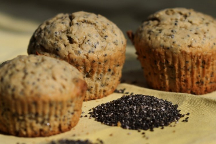 Magdalenas de plátano con avena y semillas de chía