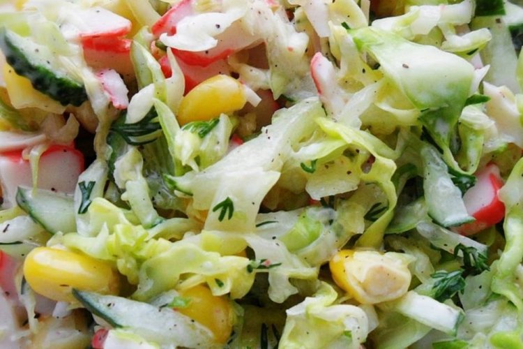 Healthy Cabbage and Crab Stick Salad