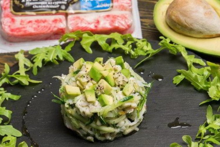 Healthy Crab Stick, Avocado, and Pickled Cucumber Salad