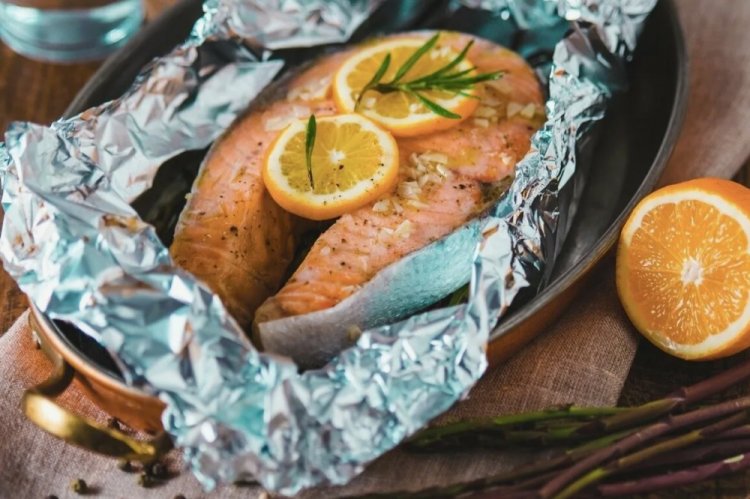 Pink Salmon Steaks with Butter in the Oven