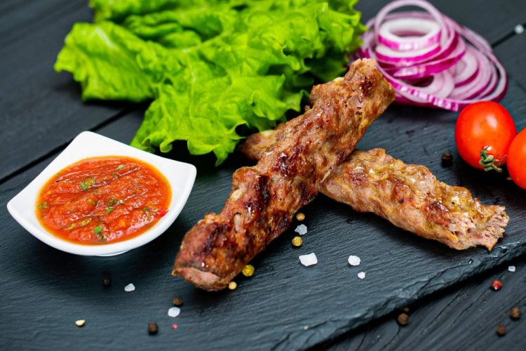 Uzbek Lyulya-Kebab on the Grill