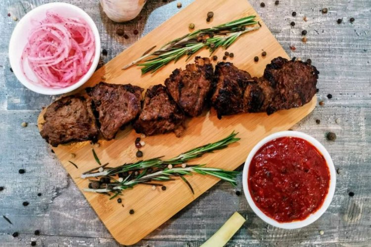 Beef Skewers in Adjika and Onion Marinade
